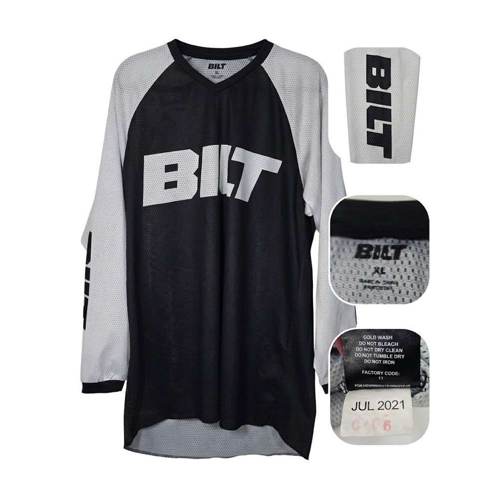 BILT Motocross Jersey Mens XL Black White Mesh Long Sleeve Dirt Bike Motorcycle